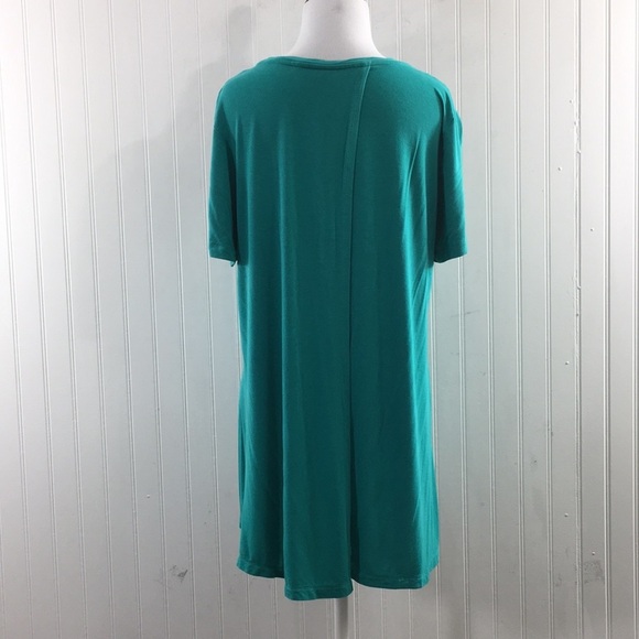 Logo Lori‎ Goldstein Aqua Green Tunic T Shirt Womens Medium Split Back Tee - Picture 3 of 9